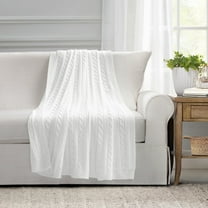 Lush Decor Cable Soft Knitted Throw White Single 50x60