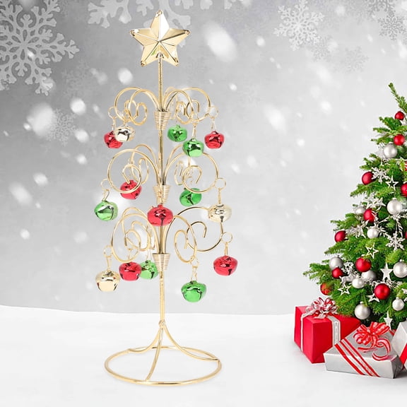 LOLIPPYY Iron Xmas Tree Ornament Multi Color Mini Tabletop Decorative Christmas Tree with Bell
