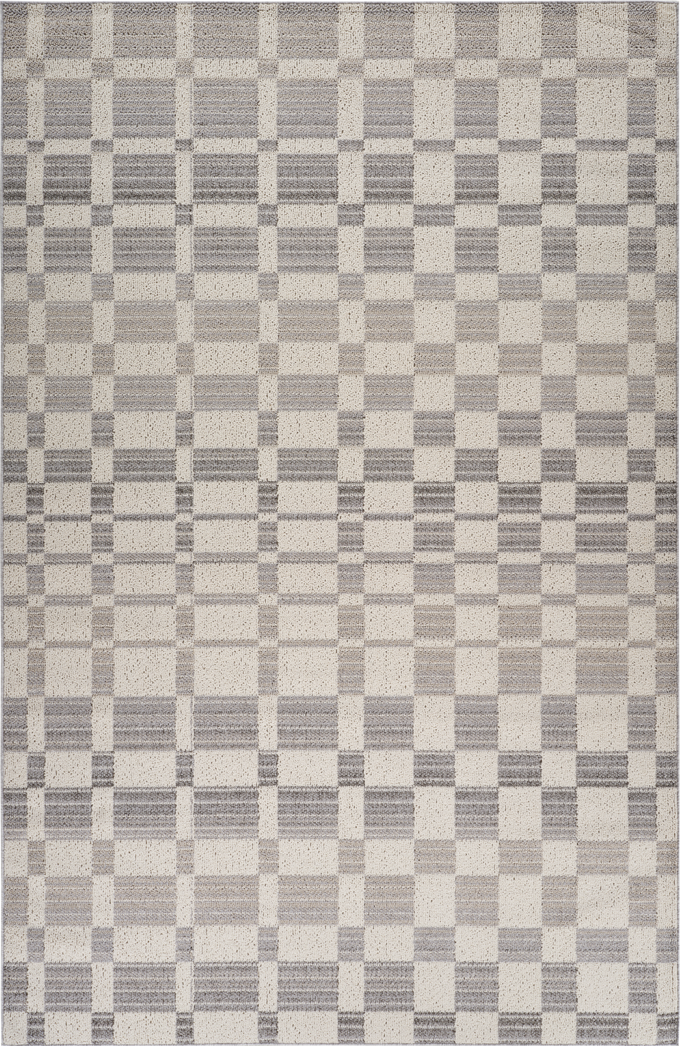 Rug Branch Jules Checkered Indoor Area Rug, Grey Beige, Modern - Living Room, Bedroom, Dining Room, and Kitchen
