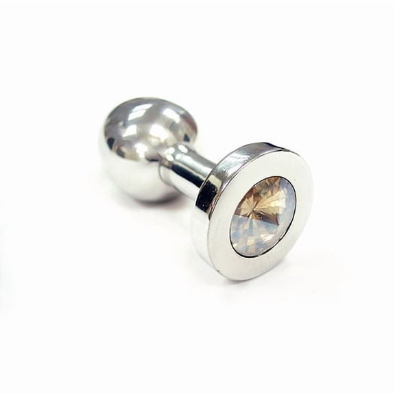 Rouge Smooth Stainless Steel Anal Plug, Medium, Clear Jewel