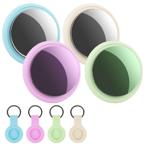 4 Pack Tracking Tags, Item Finder Compatible with Find My App (iOS Only), Bluetooth Tracker for Luggage, Bags, Wallets, Key Finder with Protective Case & Keyrings (Mixed Colors)