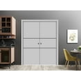 thumbnail image 3 of Sliding French Double Pocket Doors 60 x 96 inches | Planum 0014 Grey Ash with Frosted Glass | Kit Trims Rail Hardware | Solid Wood Interior Bedroom Sturdy Doors, 3 of 6