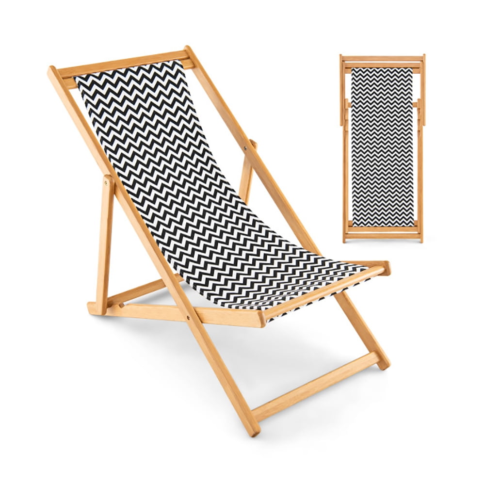 Aimee Lii Folding Bamboo Sling Chair with Adjustable Backrest and Canvas, Patio Loungers, Natural