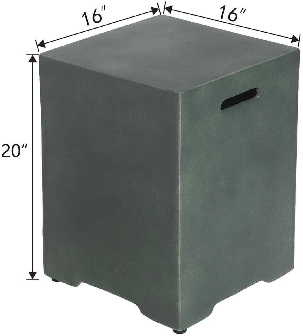 COSIEST 20lb Propane Square Green Fire Pit Tank Table