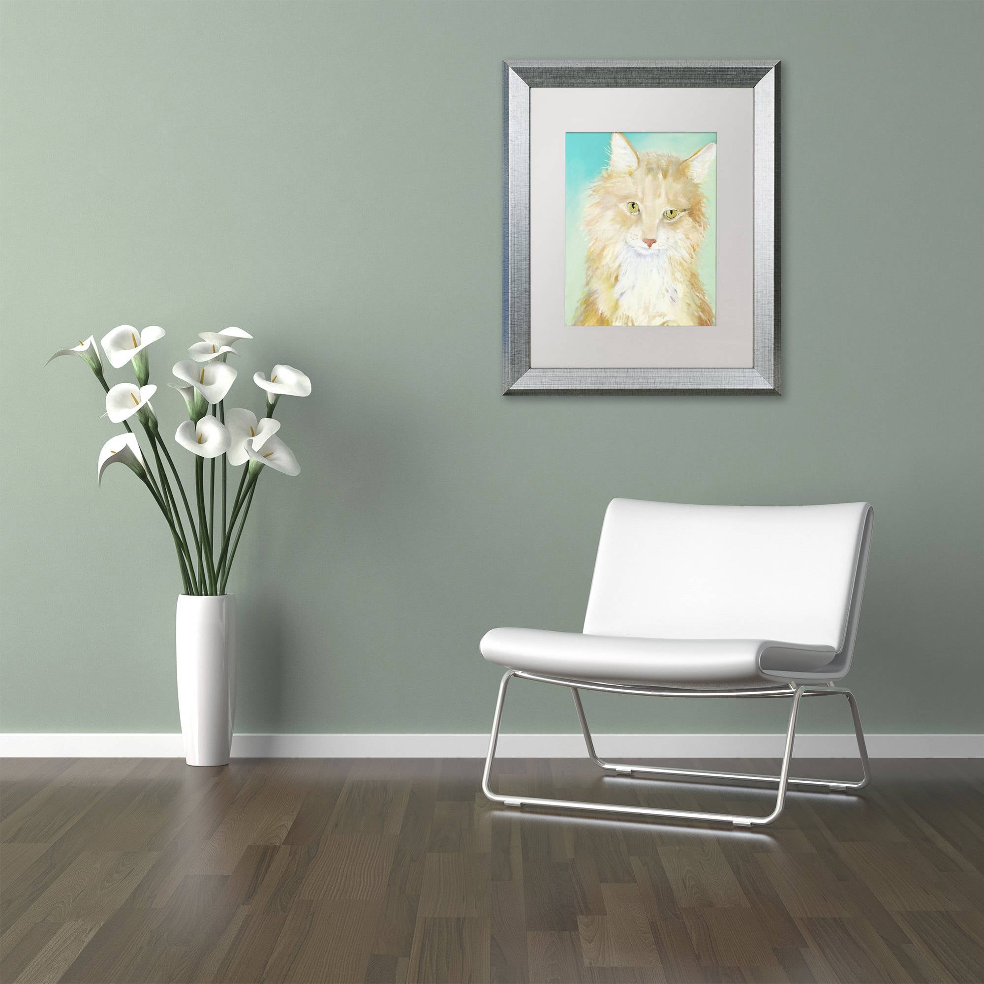 Trademark Fine Art "Willard" Canvas Art by Pat Saunders-White, White Matte, Silver Frame