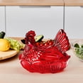 thumbnail image 3 of Hen on Nest Glass Dish, Glass Hen On Nest Crystal Glasses Candy Dish with Lid Hen-Shaped Chicken Fruit Bowl Dessert Snacks Plate Retro Bowl Jar for Home Decor Candy Jars (Rooster Red), 3 of 6