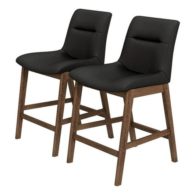 Ashcroft Tabouret de Comptoir en Cuir Noir (Ensemble de 2)