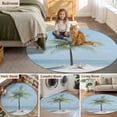 thumbnail image 6 of Summer Beach Round Living Room Rugs 7 ft, Ocean Palm Tree Blue Sky Shore Starfish Scenery Washable Area Rug with Non-Slip Sturdy Edge Binding Round Carpet for Kitchen Office Bedroom, 6 of 9