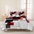 thumbnail image 3 of Twin Quilt Set 68''x86'', Red Grey Black Lightweight Summer Bedspread Coverlet Set with 2 Pillow Shams, Irregular Modern Geometric Abstract Breathable All Season Quilt Bedding for Dorm/Bedroom, 3 of 9
