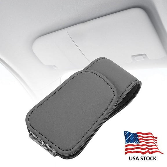 Sunglass Holder for Car,Sunglass Clip for Car Visor Magnetic Leather Sunglass Holder Clip on Visor Suitable for All Sunglass Car Accessories,Grey
