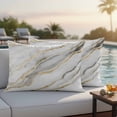 thumbnail image 4 of White Marble Outdoor Waterproof Pillow Covers, Abstract Modern Yellow Crack Art Decorative Rectangle Throw Pillowcase Sofa Cushion Sham for Patio/Couch/Chair, 20"x12" 2 Pack, 4 of 8