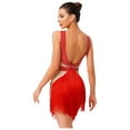 thumbnail image 4 of TTAO Justaucorps de Danse Jazz Latin Brillant à Franges pour Femmes Rumba Samba Salsa Robe de Danse de Salon Rouge TTG, 4 of 7