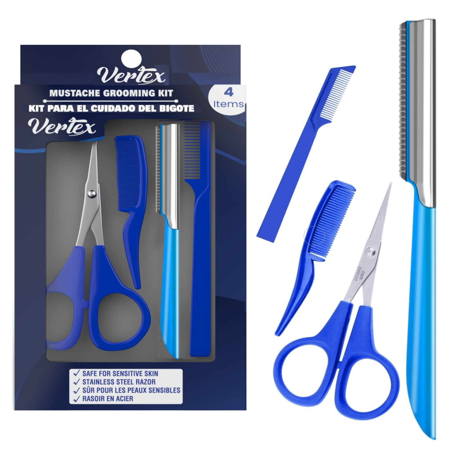 Mustache Scissors Beard Razor Grooming Comb Trimmer Movember Mens Straight Edge Beards Shaping Tool For Men Goatee Shaper