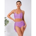 thumbnail image 3 of SiiRoh Women's 2 Piece Lyrical Dance Outfits Halter Sleeveless Crop Top with Irregular Skirt Briefs Lavender XXL, 3 of 5