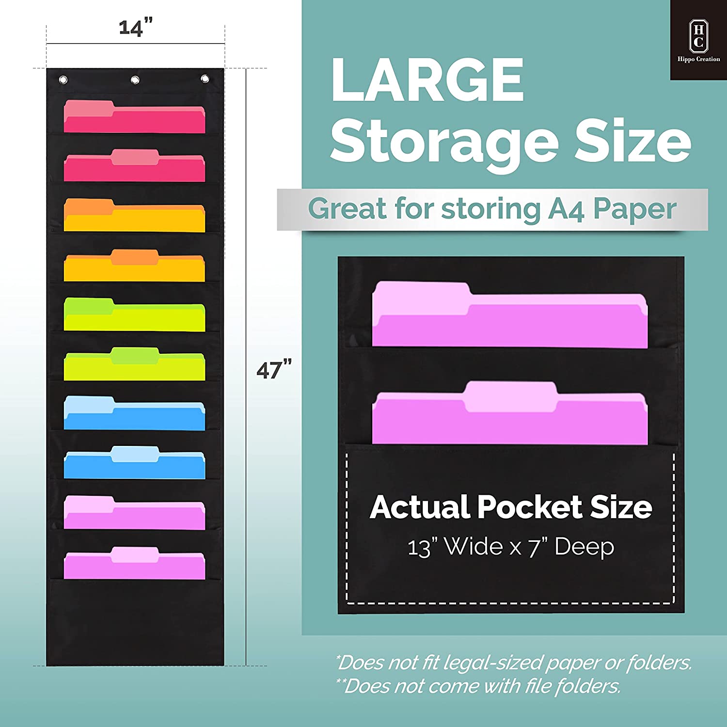 Heavy Duty Storage Pocket Chart for Classroom, 3 Overdoor Hangers ...