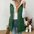 thumbnail image 6 of yoeyez Long Puffer Vest Women Hooded Sleeveless Quilted Vest Zip up Fleece Lined Jacket Fashion Casual Warm Winter Coats Outerwear Pockets, 6 of 7