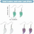 thumbnail image 2 of 3 Styles Angel Wing Dangle Earrings 3 Pairs Gemstone Drop Earrings Amethyst Hook Earrings 18x10mm Green Aventurine Pendant Earring with Brass Pins for Women Ladies, 2 of 7