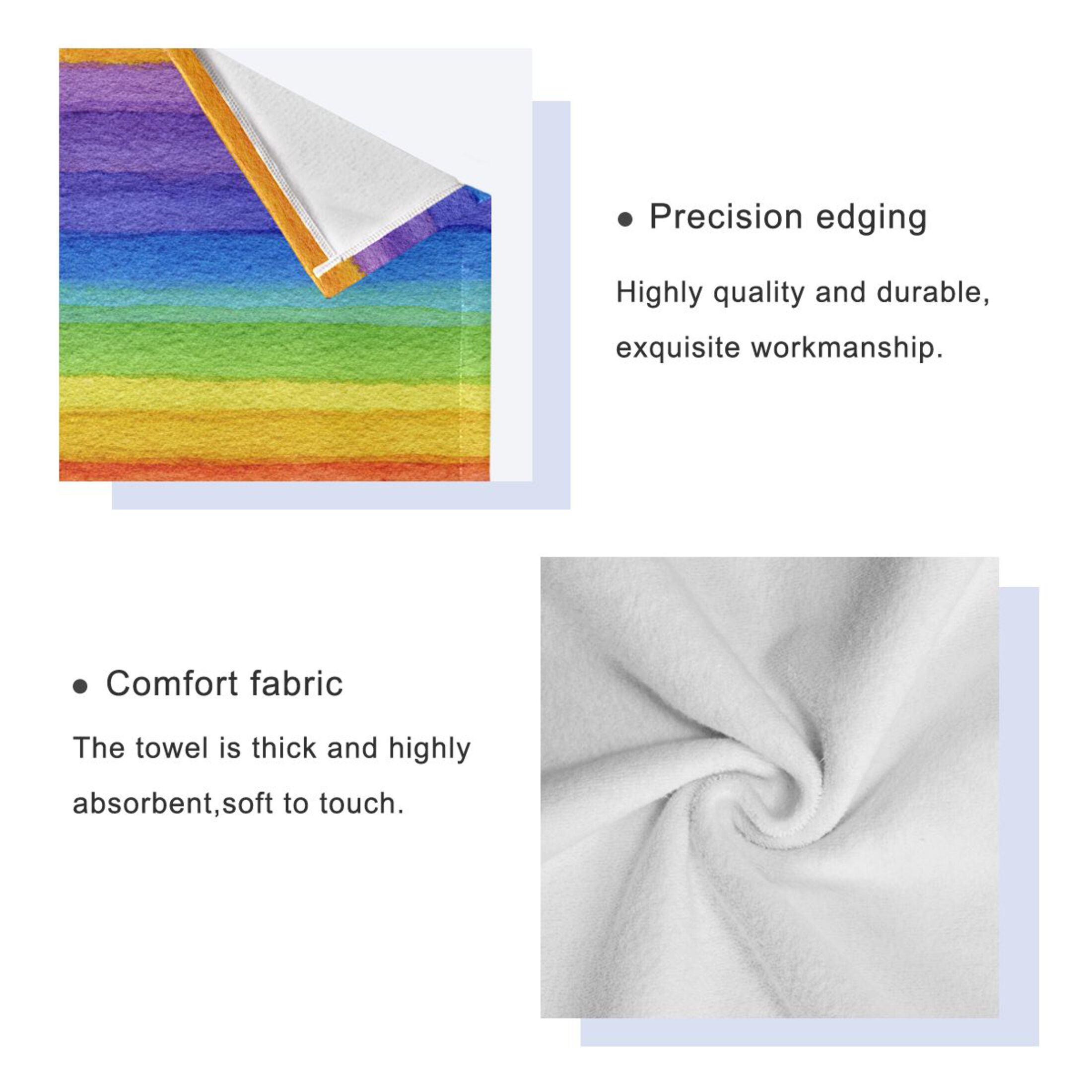 3 Piece Bath Towels Set Bath Towel, Hand Towel and Face Towel for Bathroom, Gym, Hotel Watercolor Rainbow Colors