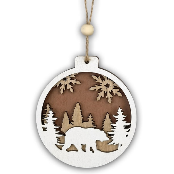 Xihbxyly Colgante de Árbol de Navidad con Diseño de Reno Tallado, Decoración Artesanal de Madera, Adorno Navideño Ecológico, Multiusos, para El Hogar y La Oficina, Incluye Cuerda, Juego de 1