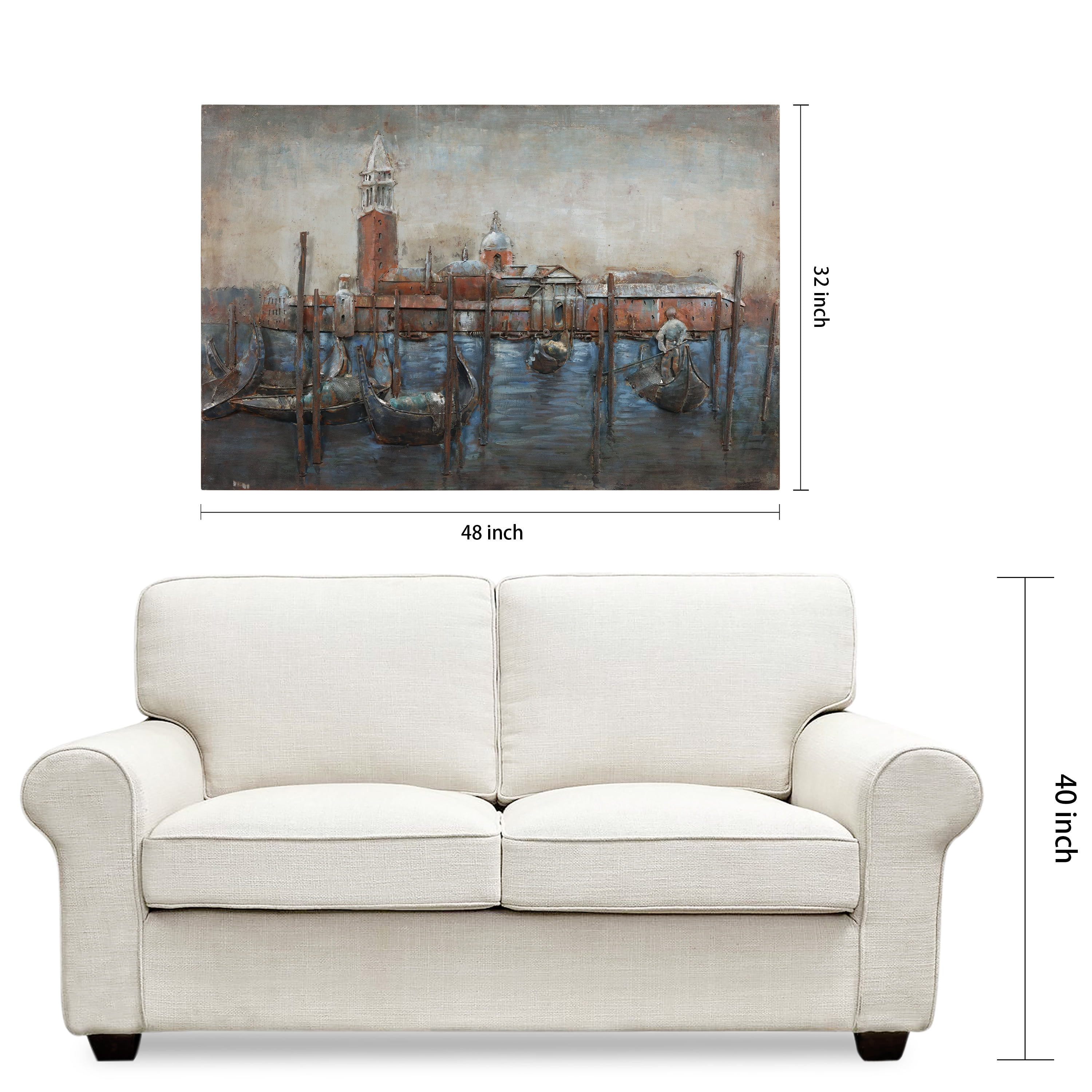 Empire Art Direct Primo Mixed Media 3D Iron Wall Sculpture - Gondolas in Venice
