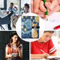 thumbnail image 5 of Leather Planner Leather Notebook Notebook Journal Binder Design Pen Pocket Design Convenient for Storage Starry Night Cute Cat, 5 of 6