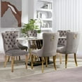 thumbnail image 2 of SoarFlash Velvet Dining Chair Set of 6, Upholstered Tufted Dining Room Chair with Nailhead Trim, Solid Gold Plated Leg for Kitchen(Grey), 2 of 6