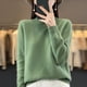 thumbnail image 5 of Suéter de cuello alto de media lana pura de primera línea, jersey de color sólido para mujer, camisa de punto que combina con todo, 5 of 6