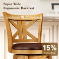 thumbnail image 3 of MF Studio 30" Bar Stool with Back Set of 6, Wood Swivel Bar Height Stool with K-Shaped Back & Extra Large Seat for Kitchen, Pub, Teak Color, 3 of 10