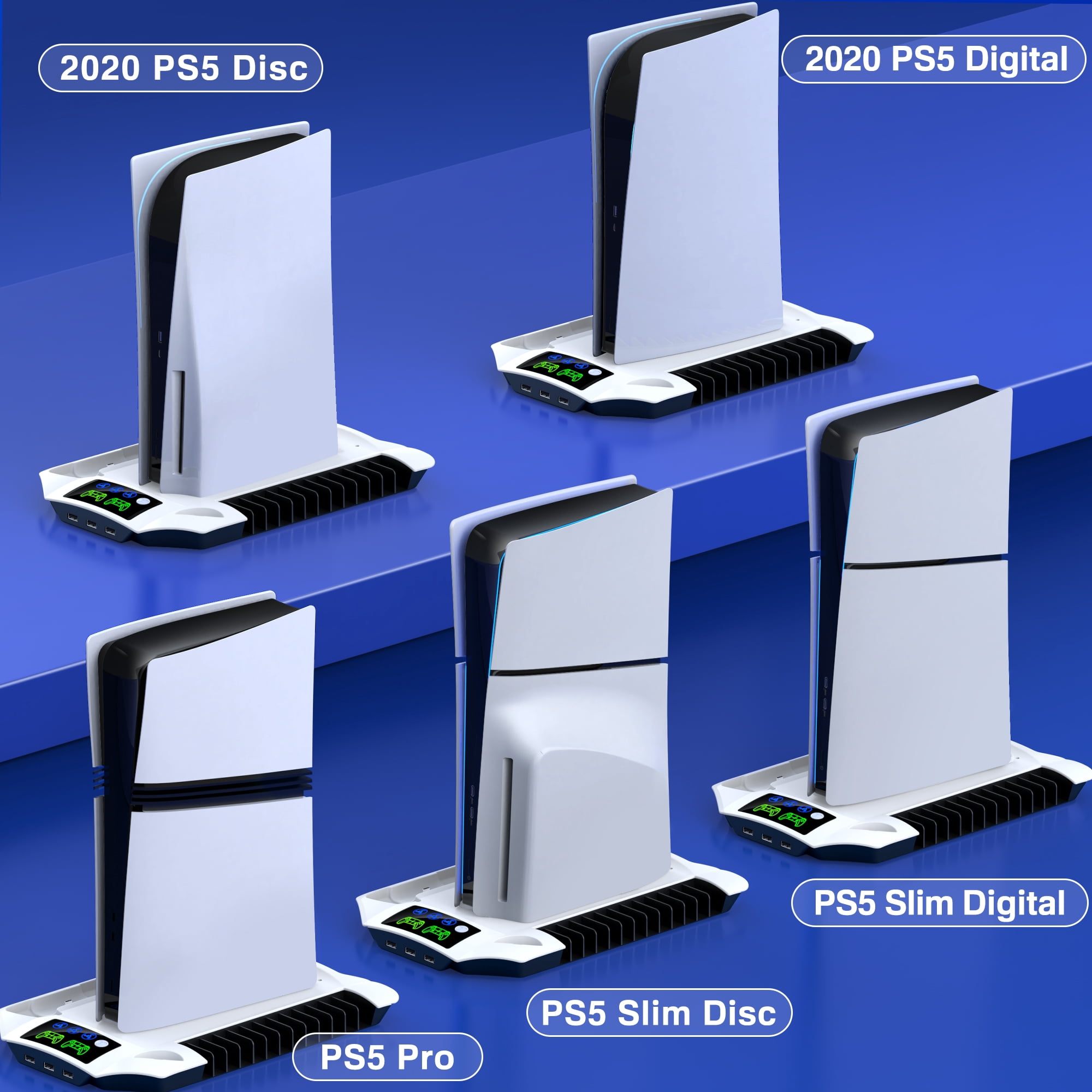 EUROA PS5 Slim Stand and Cooling Station with Controller Charging Station for Playsation 5 Pro/PS5Slim/PS5 Disc Digital Console, PS5 Accessories