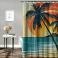 thumbnail image 2 of Orinice Summer Boho Palm Tree Shower Curtain, Abstract Mid Century Retro Modern Hawaiian Tropical Beach Sunset Bathroom Decor Set, Waterproof Fabric Polyester Bath Curtain with 12 Hooks  69x72, 2 of 7
