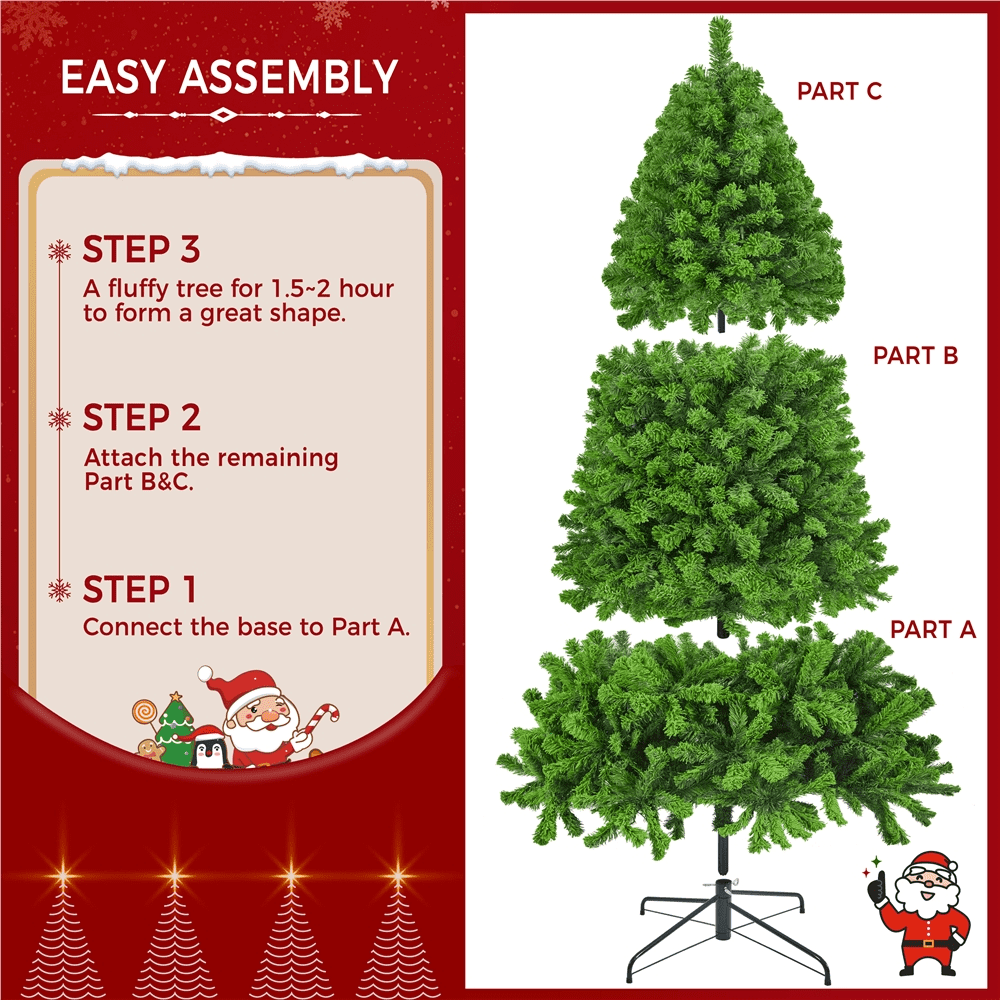 Renwick 7.5Ft Pre-lit Flocked Artificial Christmas Tree with 550 Incandescent Warm Lights, Pure Green