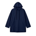 thumbnail image 5 of Asxite Women Fall Winter Tops Round Neck Long Sleeve Hooded Drawstring Side Slit Pocket Loose Pullover Solid Shirts, 5 of 7