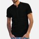 thumbnail image 1 of Camisa de manga corta para hombre, cuello con muesca con botones, corte ergonómico, lino, algodón, transpirable, cómoda camiseta para hombre, 1 of 8