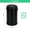 thumbnail image 5 of JoanKaren 17.19 Gallon Round Swing Top Trash Can,Stainless Steel Commercial Grade Garbage Bin,Domed Push To Open Lid Wastebasket,65L,Black, 5 of 9