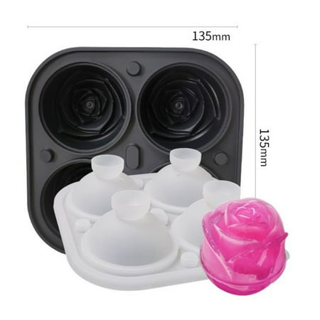 

Christmas Clearance! SuoKom Rose Flower Ice Cocktail Mix Ice Creative Rose Flower 4 With Silicone Ice Tray