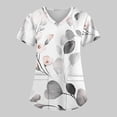thumbnail image 5 of EHTMSAK Plus Size Scrub Tops with Pocket Floral Summer Nurse Short Sleeve V Neck Workwear Print Working Uniform Blouse Medical Scrubs with Pockets on Clearance White 2X, 5 of 7