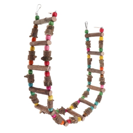 Pet Bird Wooden Ladder Climb Parrot Macaw Budgies Parakeet Cage Swing Climb Shelf Bites Play Toy 100cm