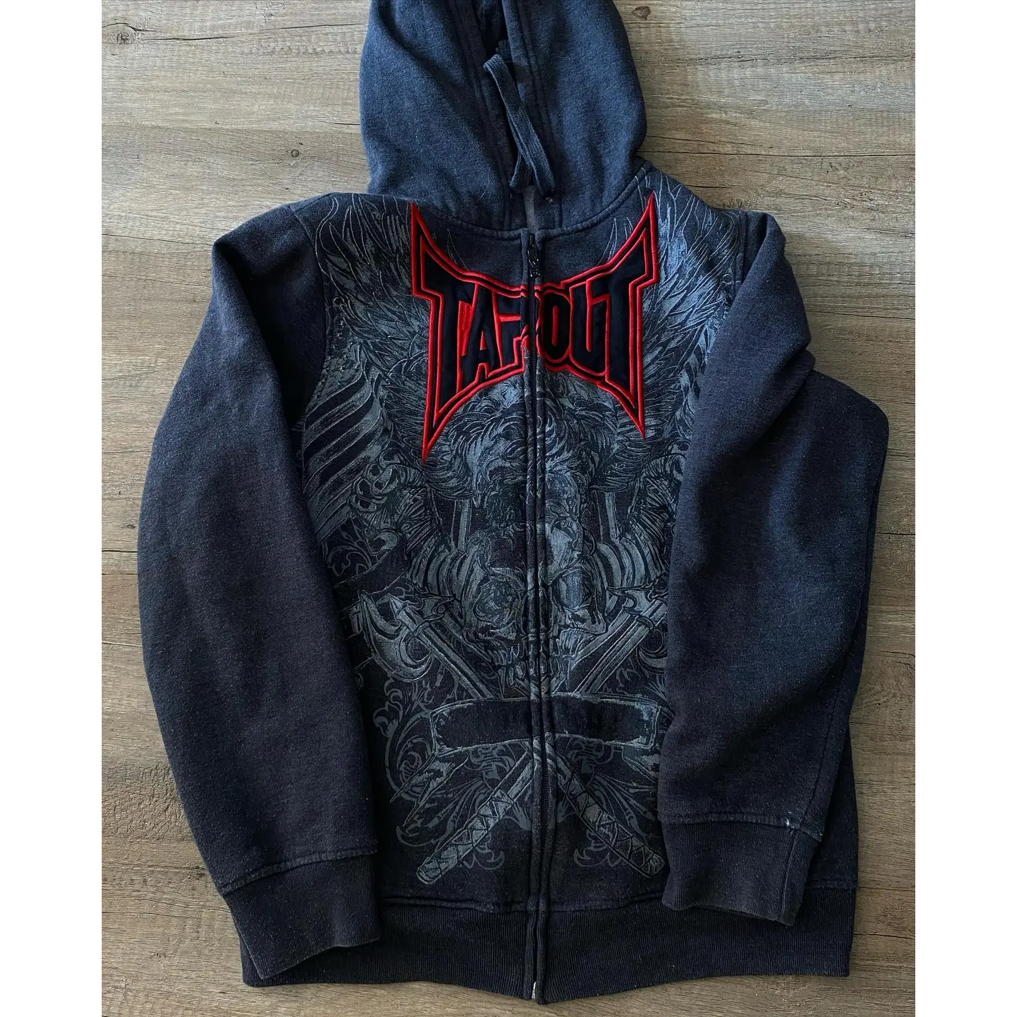 Retro Graphic Print Tapout Zipper Hoodie Y2K Sweatshirt Women Mens Hip Hop Letter Oversized Hoodie Jacket Clothes Streetwear Walmart