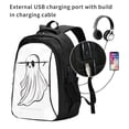 thumbnail image 2 of Balery Cute Ghost Simple Drawing Mochila con carga USB para hombre y mujer - Mochila impermeable y antirrobo para laptop con puerto USB para viajes, trabajo, 2 of 7