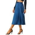 thumbnail image 5 of INSPIRE CHIC Women's Skirts Metallic Elastic Waist Midi Pleated Party Skirt L Blue-1, 5 of 7
