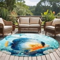 thumbnail image 5 of Angelfish Round Living Room Rugs 5 ft, Teal Watercolor Starfish Coral Coastal Ocean Washable Area Rug with Non-Slip Sturdy Edge Binding Round Carpet for Entryway Kitchen Bedroom Bathroom, 5 of 9