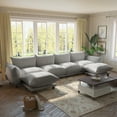 thumbnail image 4 of Indecor Home Upholstery Sectional Sofa U Shaped 4 Seater with 2 Ottomans Sofa Sectional Couches for Living Room Gray, 4 of 8