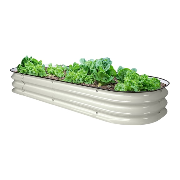 VEGEGA 8'' Tall 5'x2' White Metal Modular Corrugated Raised Garden Bed Kit (4 in 1)