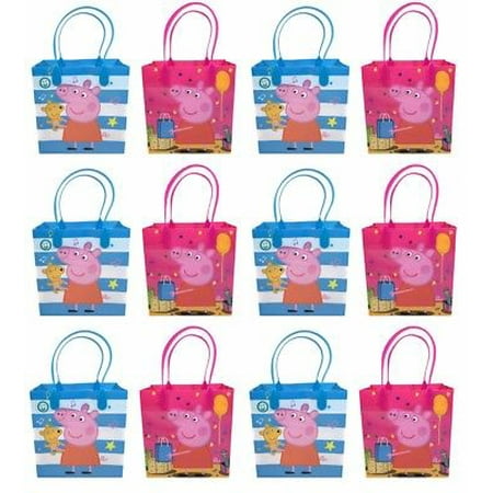 12PCS Peppa Pig Goodie Party Favor Gift Birthday Loot Reusable Bags New!