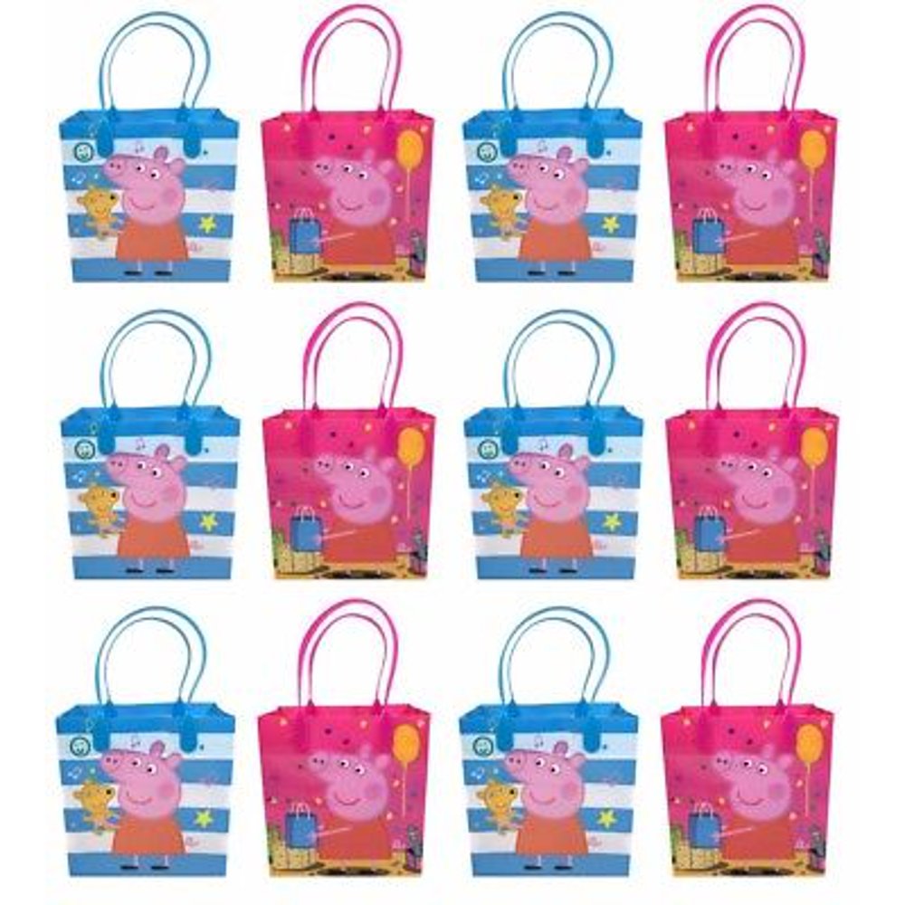 12PCS Peppa Pig Goodie Party Favor Gift Birthday Loot Reusable Bags New