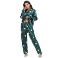 thumbnail image 3 of Monfince Autumn Spring Womens Silk Satin Pajamas Set Button Down Floral Pattern Sleepwear Loungewear Ladies Pajamas Nightgown Two-piece suit, 3 of 4