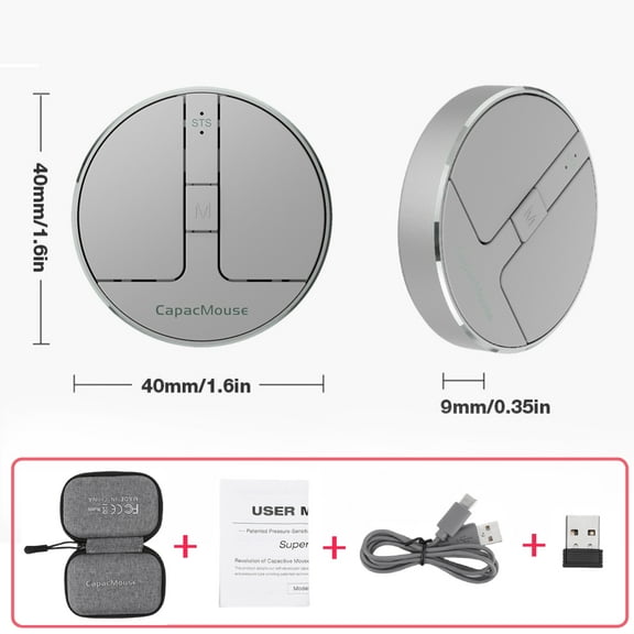 Ultra Thin Wireless Computer Mouse 3 Mode Mini Capacitive Mice BT5.2/2.4G/USB 3 Adjustable DPI w/ Receiver for Laptop PC