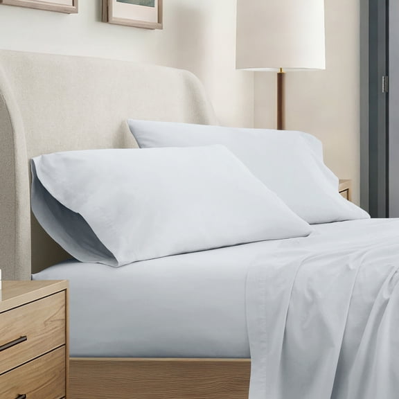 100% Cotton Percale Pillowcase Set, King, Blue Mist