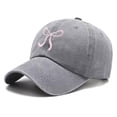 thumbnail image 2 of MEICHEN Women Bow Embroidered Washed Baseball Cap Adjustable Curved Brim Casual Sun Hat, 2 of 5