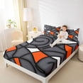 thumbnail image 4 of Feelyou Vintage Square Adult Queen Sheet Sets, Orange Abstract Ombre Bed Set, 4 Pieces, 4 of 7